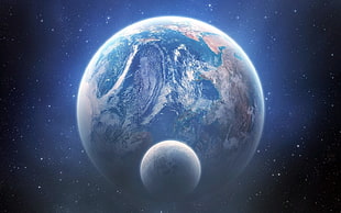 earth and moon, space