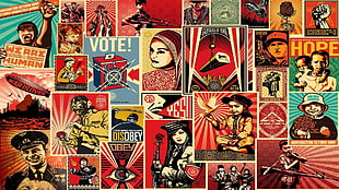 assorted posters, obey , fantasy art, 1984 HD wallpaper