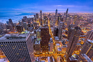 high-rise buildings wallpaper, city, winter, Chicago HD wallpaper