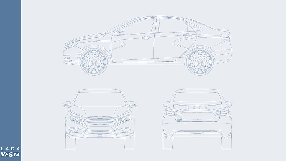 sedan illustration, vector, drawing, LADA, Vesta HD wallpaper