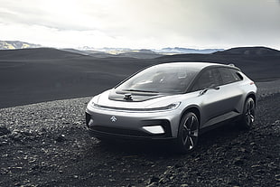 grayscale photo of concept car