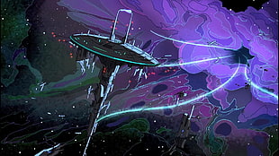 black spaceship in the galaxy photo, Rick and Morty, space