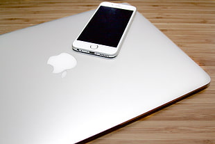 silver iPhone 6 and MacBook Air