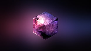 purple cube digital wallpaper