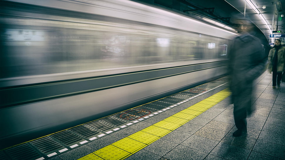 gray train, Brian Matiash, motion blur, train HD wallpaper