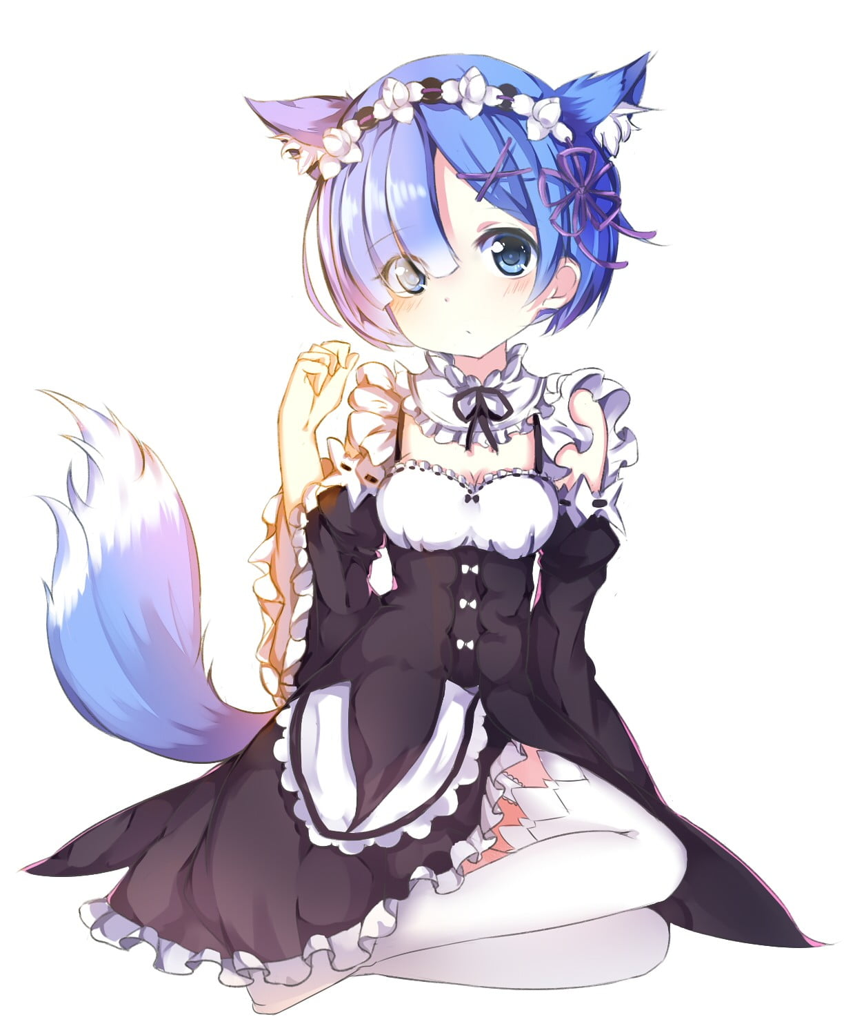 Rem a blue haired maid from the anime re:zero