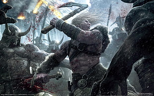 war game graphic wallpaper, solo, warrior, blood, Vikings HD wallpaper