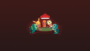 five pokemon characters playing on casino HD wallpaper