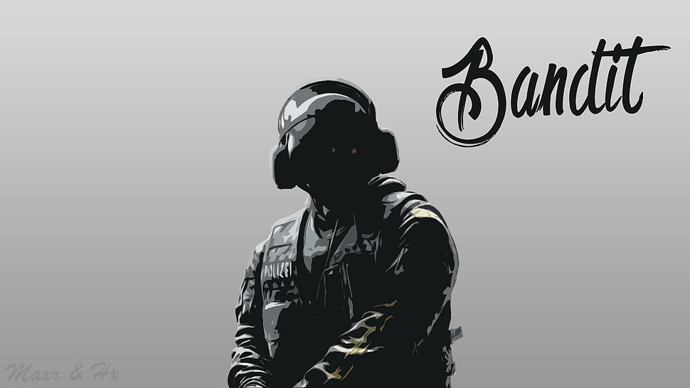 black headphones with Bandit text overlay, Rainbow Six: Siege, Bandit HD wallpaper