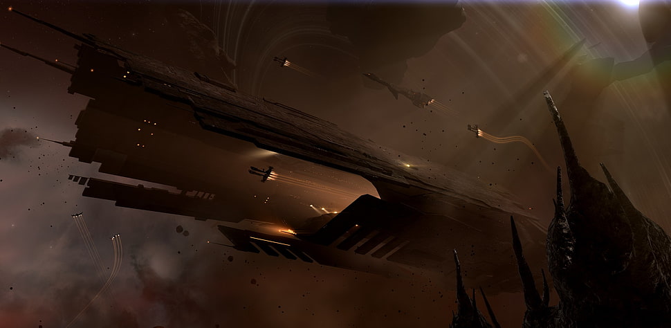 battle space ship wallpaper, EVE Online, science fiction, space, spaceship HD wallpaper