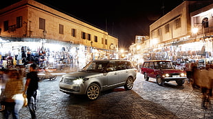 silver Land Rover Range Rover SUV, Range Rover, city, car, vehicle