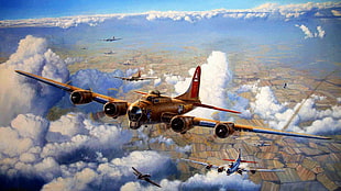 brown airplane illustration, war, Bomber, US Air Force, War Thunder HD wallpaper