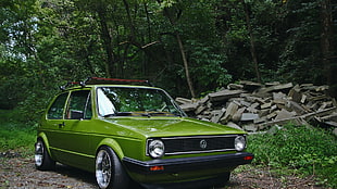 green Volkswagen 5-door hatchback, Volkswagen, golf I, Golf 1