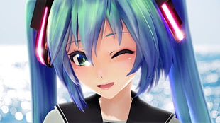 female animation character, Hatsune Miku, Vocaloid