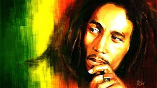 Bob Marley painting, celebrity, Bob Marley, men