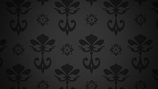 white and black floral textile, abstract, floral, pattern, dark background