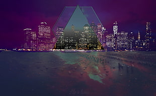 city skyline illustration, New York City, illusions, triangle, low poly