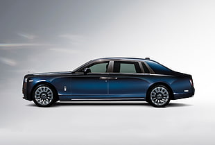 blue Rolls Royce Phantom sedan HD wallpaper