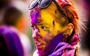 selective focus photography of female with face paint