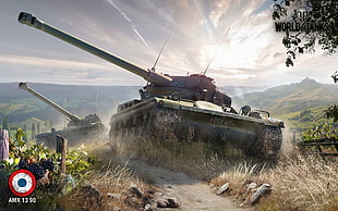 green battle tank, tank, World of Tanks, AMX 13 90, wargaming HD wallpaper