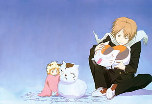 man holding cat anime illustration, Natsume Book of Friends, Natsume Yuujinchou