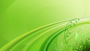 green floral and leaves digital wallpaper
