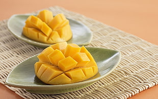 two mango slices