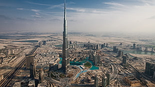 aerial photography of Burj Khalifa, Dubai HD wallpaper
