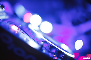 white and red LED light, turntables, mixing consoles