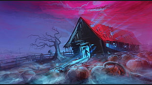 Halloween wallpaper, fantasy art, spooky, Halloween, pumpkin