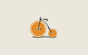 black and orange bicycle illustration HD wallpaper