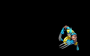 Wolverine illustration, Wolverine, comics, black background, minimalism