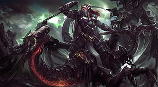 man riding dragon illustration