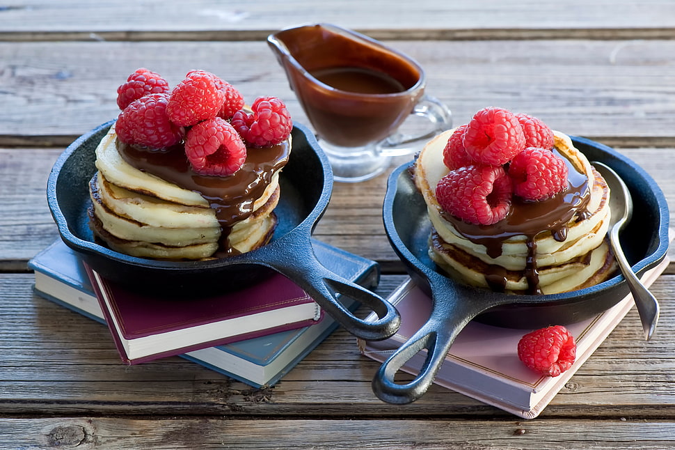 two rasberry pancakes HD wallpaper