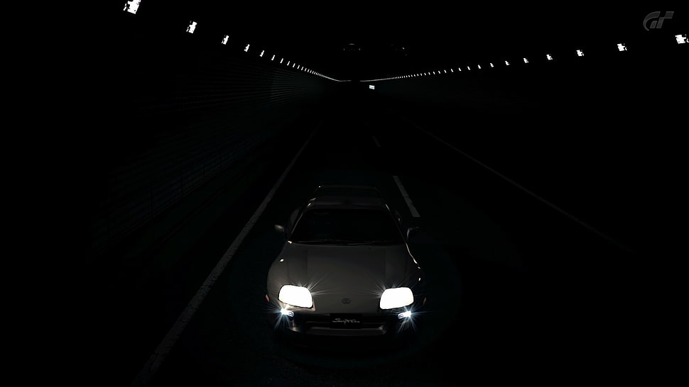 white car, Toyota Supra, car, tunnel, video games HD wallpaper