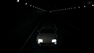 white car, Toyota Supra, car, tunnel, video games