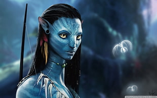 Avatar character digital wallpaper, Neytiri, movies, Avatar, blue skin