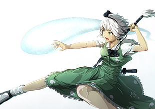 white-haired female anime character illustration, Touhou, Konpaku Youmu