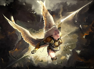 video game digital wallpaper, fantasy art, angel
