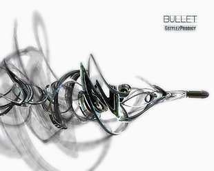 black bullet illustration, digital art, bullet, 3D