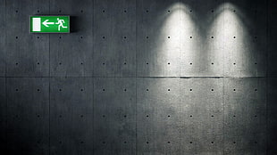 fire exit signage, exit, beton, Portal (game) HD wallpaper