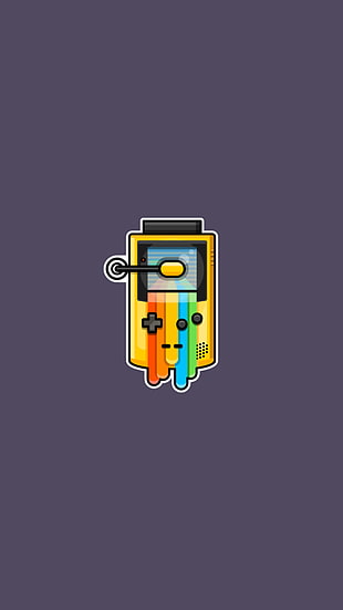 yellow handheld game console illustration, GameBoy, minimalism