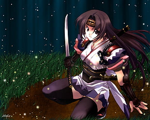 woman holding sword anime character