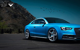 blue coupe with text overlay, Vorsteiner, Audi, Audi S5