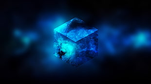 blue cube illustration HD wallpaper