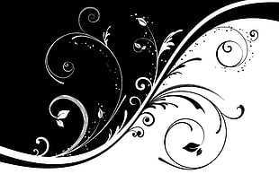 white and black floral wallpaper