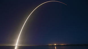 rocket launch illustration, sky, night