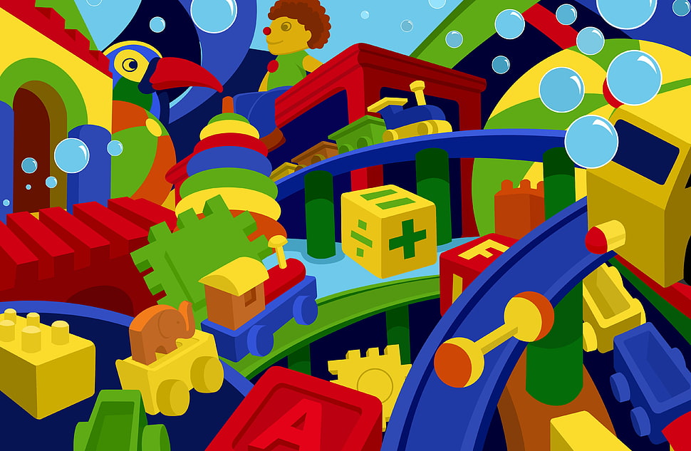 multi-color illustration HD wallpaper