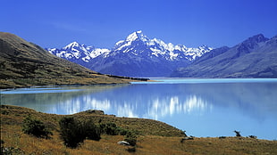 lake between mountains and landscape