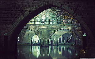 brown brick bridge, flood, bridge, Utrecht, cityscape